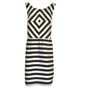 Black & White Cocktail/Party Dress with Geometric & Stripes, Size Small